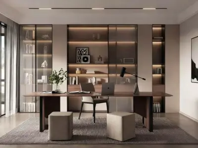 Modern Light Luxury Study Room 3D model buy
