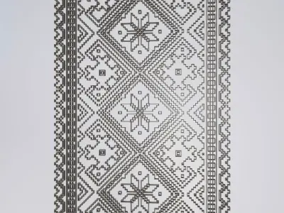 Ornamental 3D Wall Panel  Ethnic Geometric Pattern Low-poly 3D model