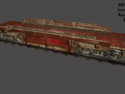 Train rusty car Low-poly 3D model