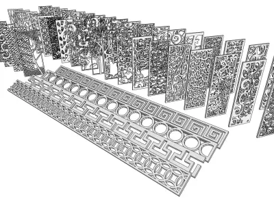 Laser cut on metal sheet collection 3D model