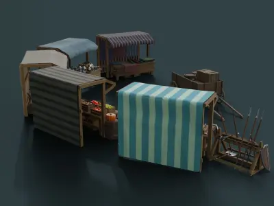 Medieval Market Pack Low-poly 3D model