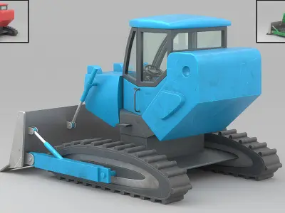 Cartoon Bulldozer Low-poly 3D model