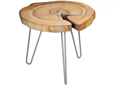 Eco Loft style coffee Table  wood Rustic made from cut solid 3D model