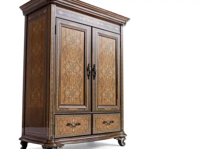 Ornate Wooden Wardrobe model pack Low-poly 3D model