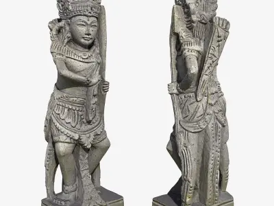 Thai Sandstone Male Warrior Low-poly 3D model