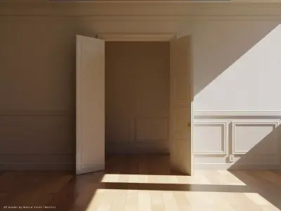 Interior Classic Room - Retro Scene - Vintage Boiserie Low-poly 3D model