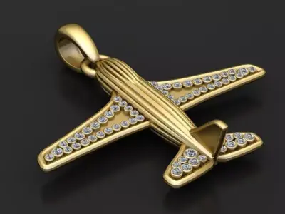 Gold airplane pendant  3D printable model   3D print model