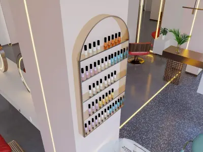 Luxury Hair Salon Interior  Modern Design Shampoo Unit Makeup 3D model