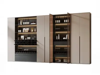 Modern light luxury style glass wine cabinet    3D model