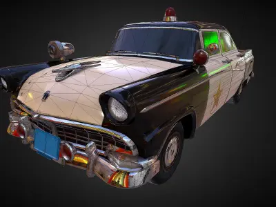 Vintage Police Car - Low Poly Low-poly 3D model