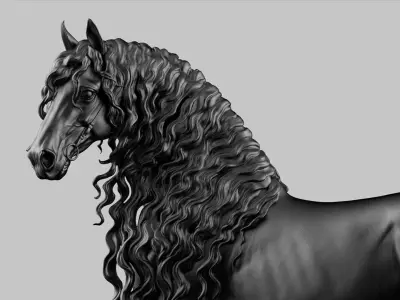 Friesian horse  -  3D Sculpting 3D print model