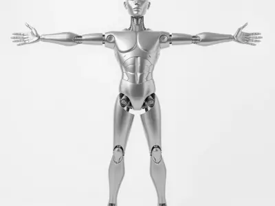 Sleek Silver Robot model pack Low-poly 3D model