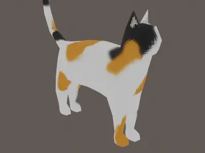 Low-Poly Cat with Multiple Textures Low-poly 3D model