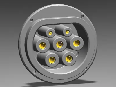 Type 2 Mennekes socket outlet 480V 3 phase 63A or 1 phase 70A  3D print model