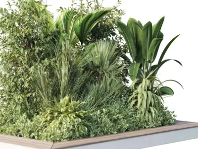 Garden plants set in a box - outdoor set 161 Low-poly 3D model