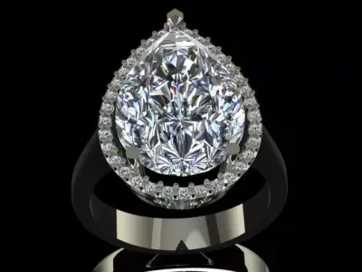 White Sapphire Luxury Golden Ring with Small Diamonds 3D print model