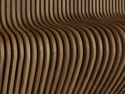 3D Panel wooden wall with wavy lines 3D model purchase