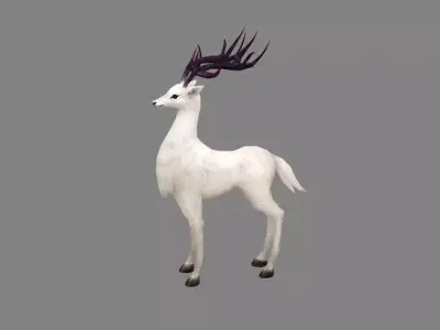 Cartoon White Deer Low-poly 3D model
