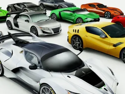 12 lowpoly Sportscars vol2 Low-poly 3D model