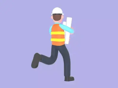 Stylized 3D Male Architect Character - Running with Blueprints 3D model