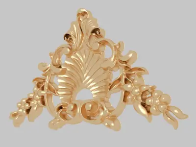 Classic 3D motifs inlaid with gold frame 3D model