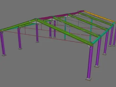 Steel Canopy Structure OBJ and IFC 3D Model 3D model