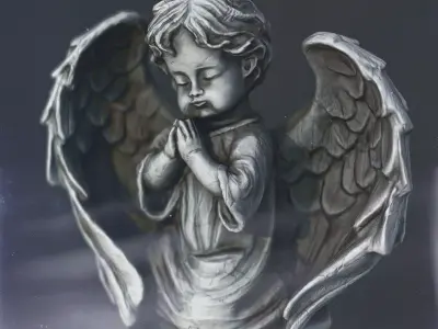 Angel Praying with Spread Wings Low-poly 3D model