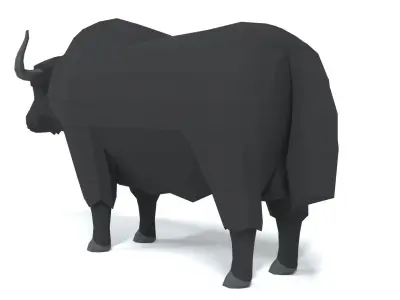 Low Poly Cartoon Yak Low-poly 3D model
