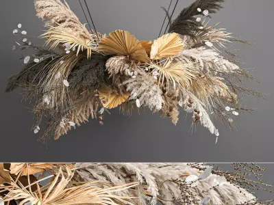 Hanging decor of their dried pampas grass 189 3D model