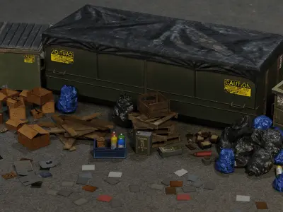 Trash Pack - 62 Game Ready Debris and Urban Props with 4K PBR Low-poly 3D model