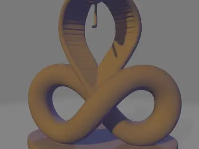 Minimalist Coiled Cobra Sculpture 3D model