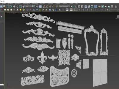 Collection of 25 Classic Carvings 05 Low-poly 3D model
