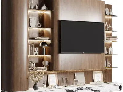 TV Wall set 27 3D model