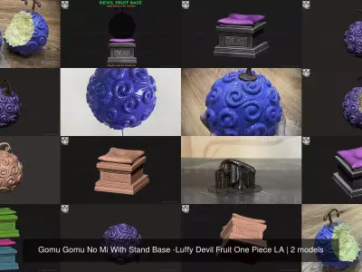 Gomu Gomu No Mi With Stand Base -Luffy Devil Fruit One Piece LA 3D Model Collection