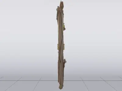 Wooden Window Wall  Low-poly 3D model