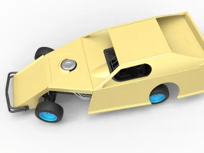 Dirt Modified stock car while turning Scale 1 to 25 3D print model