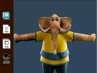  Cartoon Elephant NoRig 3D model