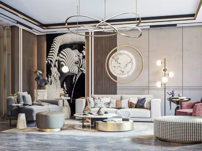 Modern Reception and Kitchen with Dining area  3D model