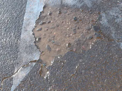 Wet asphalt 50 png pbr seamless 4k 3D model