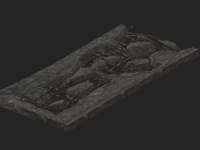 Industrial Floor Broken Low-poly 3D model