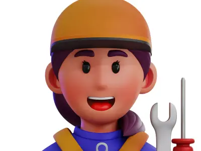 Mechanic Avatar 3D Icon Low-poly 3D model