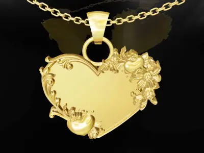Heart Gold Pendant Jewelry 3D print model