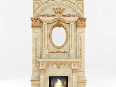 classical marble fireplace 6 3D model