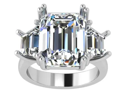 3 Stone Emerald Ring 4521 3D print model
