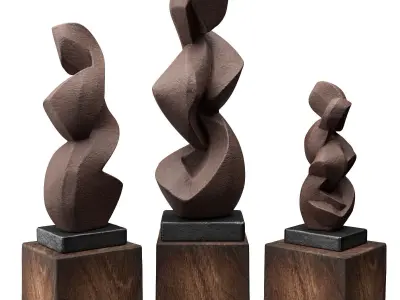 Carved cubist art sculpture Low-poly 3D model