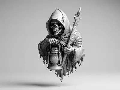 Grim Reaper with Lantern 3D Model for Jewelry Pendant Design 3D print model