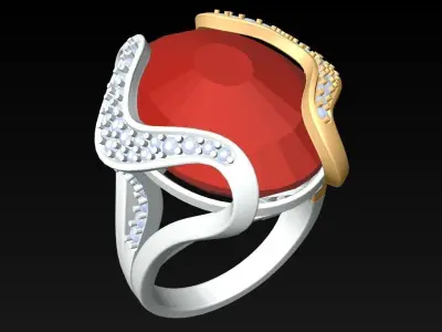Oval Stone Ring - GN253 3D print model