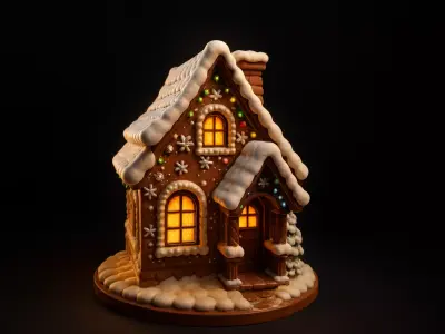 Cozy Gingerbread House Detailed Holiday Christmas  Decor  3D print model