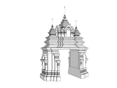 Traditional Thai Temple Gate Low-poly 3D model