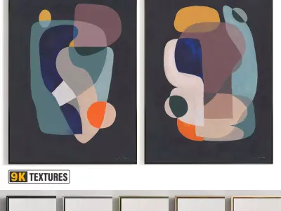 Plaster Two Photo Frame 430 Low-poly 3D model